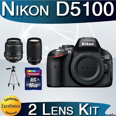 USA Nikon D5100 Camera + Nikon 18 55mm and 70 300mm Lens 16GB + More 