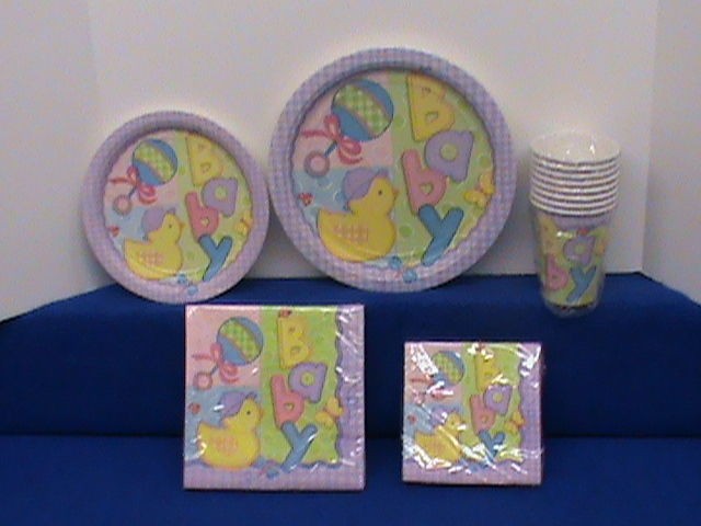    BABY SHOWER PARTY SET LG. & SM. PLATES LG. & SM. NAPKINS CUPS