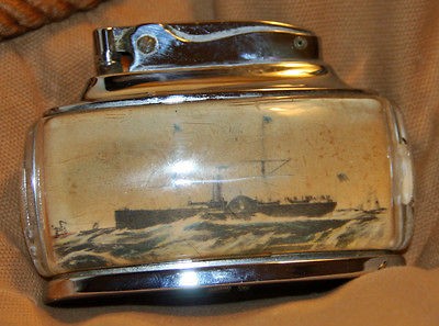 ANTIQUE RHONSON TROPHY TABLE LIGHTER /ship