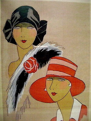 Large Art Deco 1930s print two ladies fashion models.