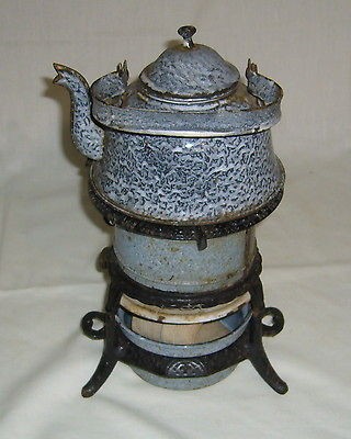 ANTIQUE GERMAN CAST IRON ENAMELWARE GRANITEWARE HALLER ORIGINAL TEAPOT 