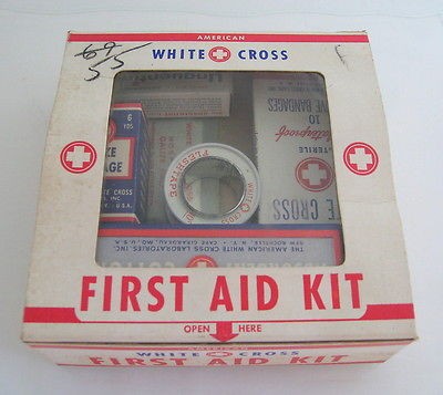 Vintage Emergency American First Aid Kit White Cross Unused Original 