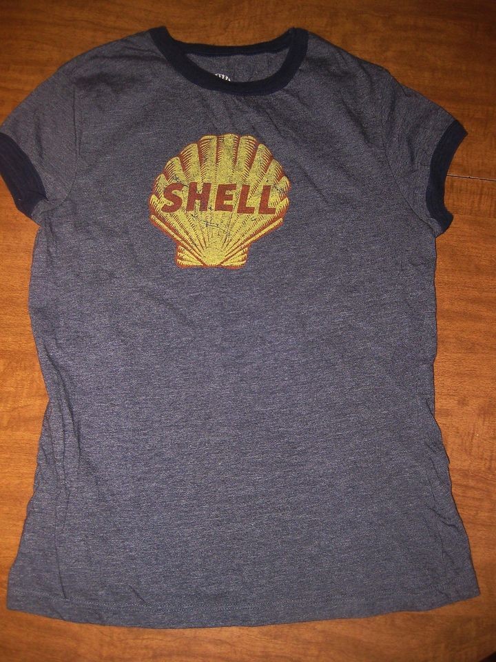 SHELL OIL juniors XL T shirt Houston natural gas retro logo size 11 13 