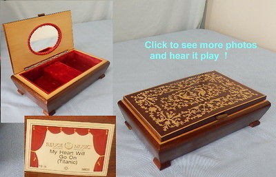 Old Marquetry Box with New Reuge Music My Heart Will Go On from 