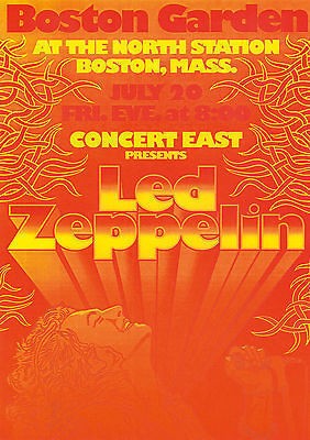 Led Zeppelin vintage repro concert poster Boston Garden USA