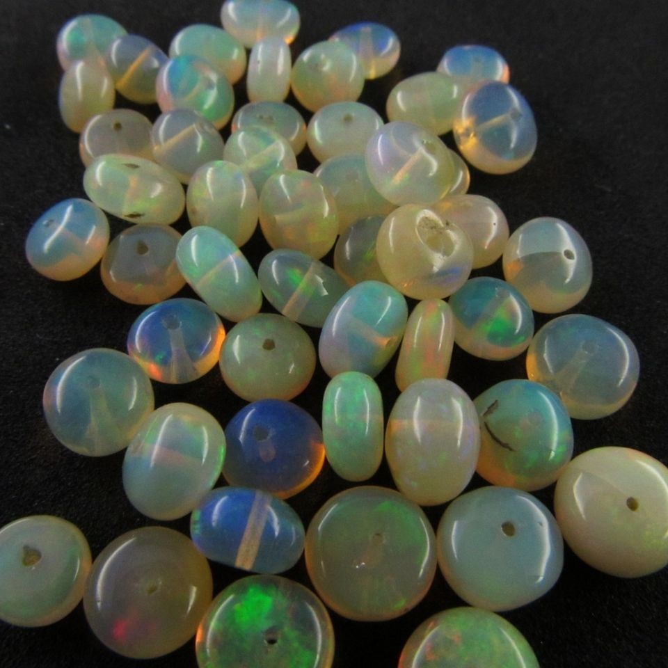 Three AAA Ethiopian Opal rondelle gemstone beads 5.1 5.9mm guaranteed 