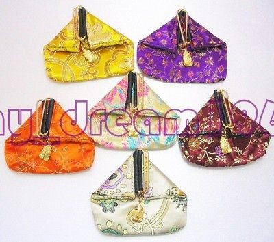 WHOLESALE 6 pcs HANDMADE CHINESE SILK FROG COIN PURSES