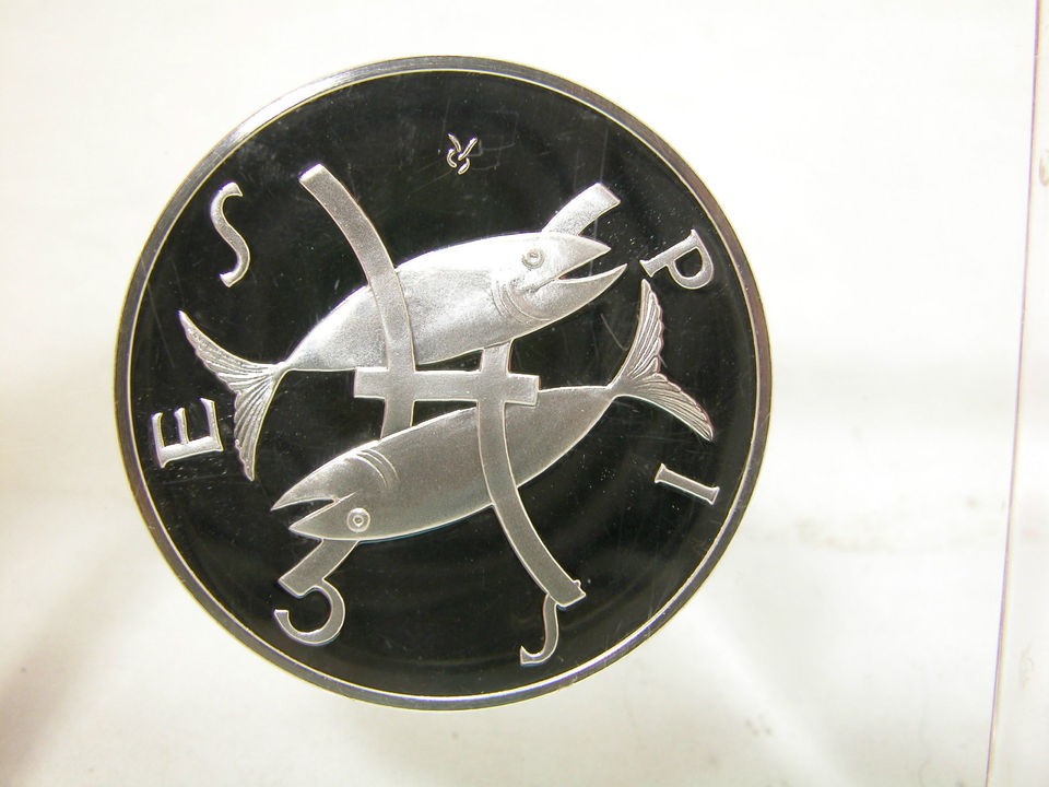 1970 Franklin Mint Pisces Zodiac Proof Sterling Silver Art Medal 