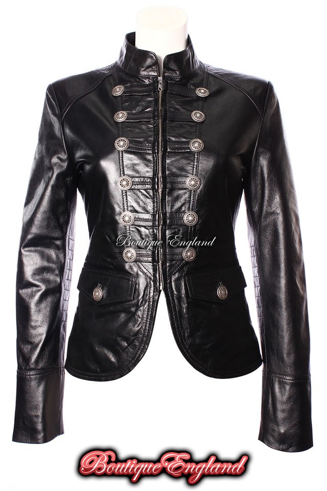 VICTORY Ladies BLACK Military Parade Style Soft Real Nappa Leather 