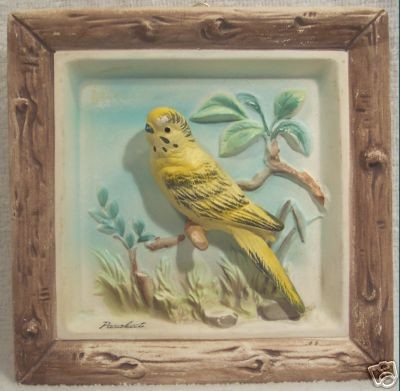 PARAKEET Porcelain Plaque ~ INARCO Japan 1962