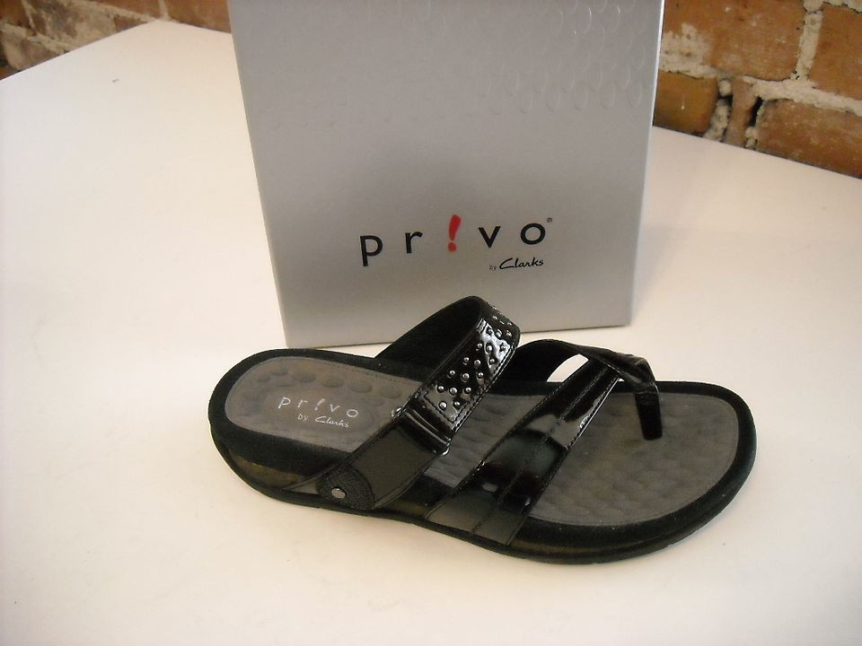 PRIVO Clarks BLACK LEATHER Adara STUD SANDALS