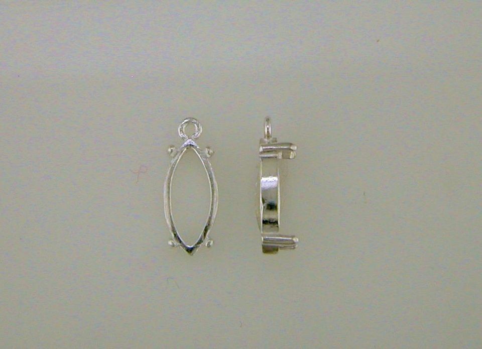 Marquise 4 Prong Cabochon Dangle Setting Sterling Silver