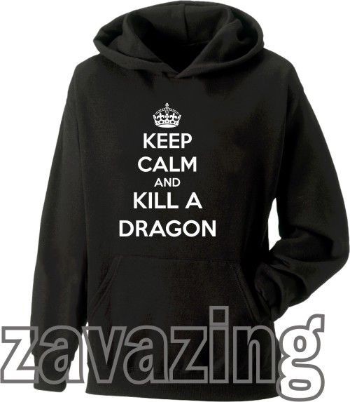 KEEP CALM AND KILL A DRAGON UNISEX HOODIE SKYRIM ZELDA GAMER GIFT 