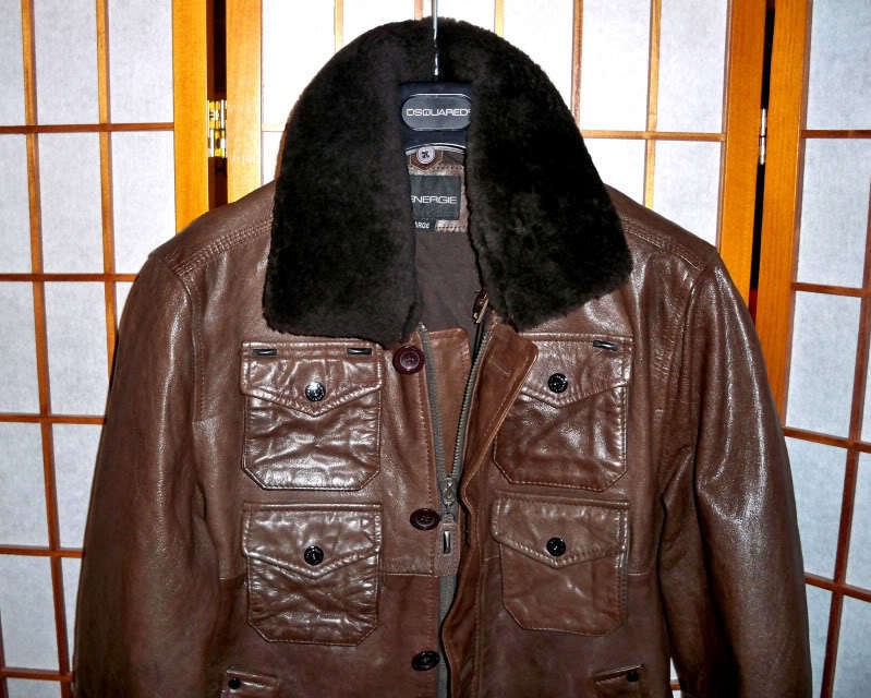 ENERGIE GOLD RUNWAY LEATHER FUR COLLAR JACKET COAT JEANS diesel fuel M 