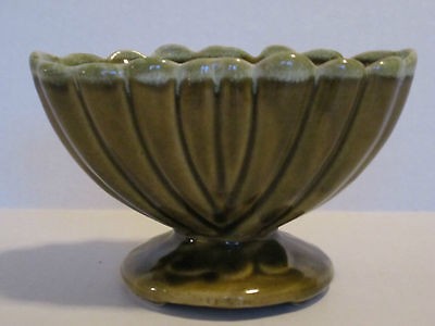 Vtg Pottery USA Floral Planter Christmas Green Glazed Draped Marbling 