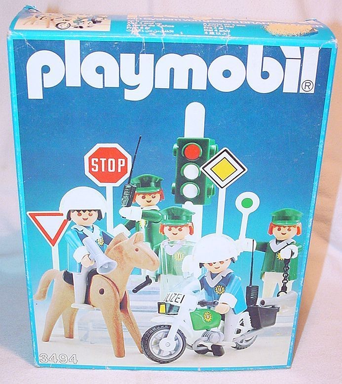 Playmobil System GERMAN MOTORCYCLE & RIOT POLICE 5 Klicky Set 3494 MIB 