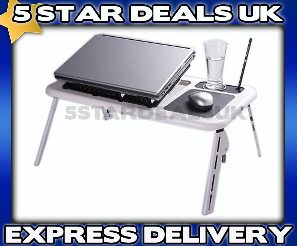 NEW LAPTOP FOLDING PORTABLE DESK TABLE BED MATE USB FAN