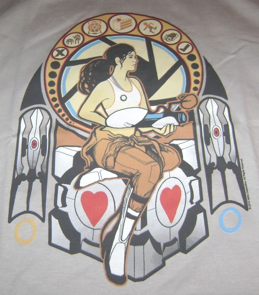 PORTAL 2 NOUVEAU T SHIRT 2XL 2X XXL NEW CHELL SITTING ON COMPANION 