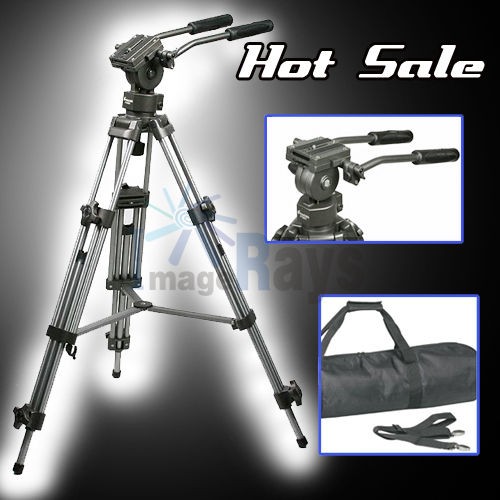 Professional Heavy Duty 75mm Video Camera Tripod with Fluid Drag Pan 