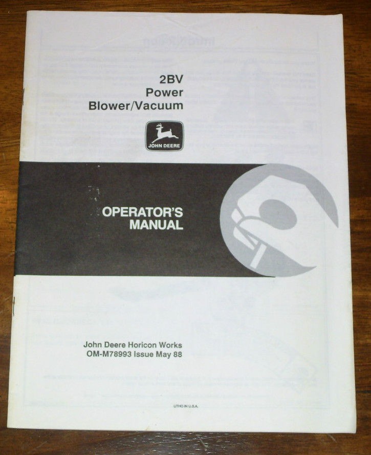John Deere 2BV Power Blower Vacuum Operators Manual
