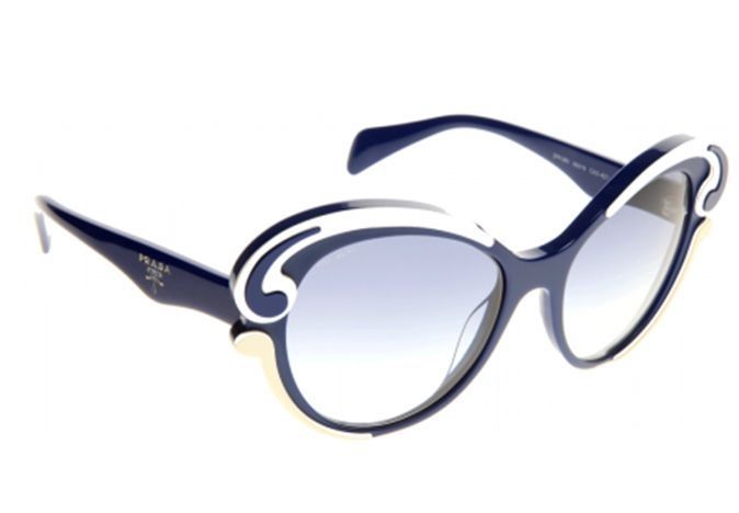 PRADA MINIMAL BAROQUE PR28NS BLUE WHITE ROCOCO CURL SUNGLASSES NEW 