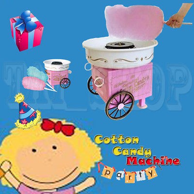 Candy Floss Machine   Mini Classic Pink Cart Style Cotton Candy 