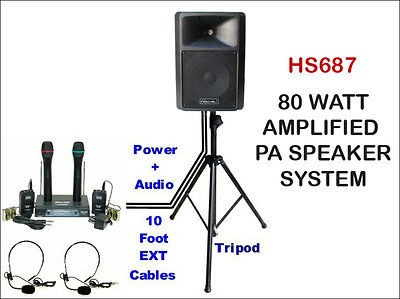 HISONIC 160 WATT PUBLIC ADDRESS PA SYSTEM + TRIPOD/STAND + WIRELESS 