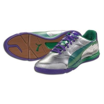 PumaMens evoSPEED 1 Sala Indoor Trainer Shoe Silver Team Green Team 