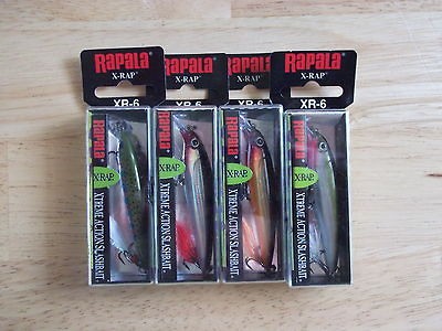 LOT OF 4 RAPALA FISHING LURES XRAP EXTREME ACTION SLASHBAIT NIP