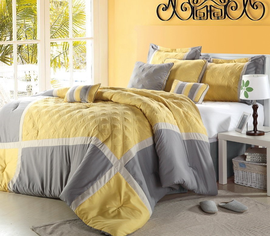 yellow grey bedding in Comforters & Sets