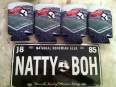   License Plate + Beer Cozies NATIONAL BOHEMIAN Beer BALTIMORE RAVENS