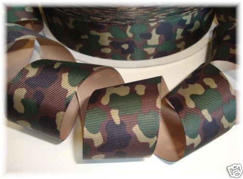   GREEN CAMO CAMOFLAUGE MILITARY GROSGRAIN RIBBON HUNTER 4 HAIRBOW BOW