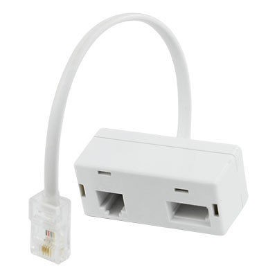 Telephone RJ45 Plug to RJ11 BT Socket Connector White