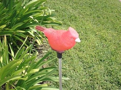 Qty 2 Solar Powered Light up Cardinal Figurine Garden Stake