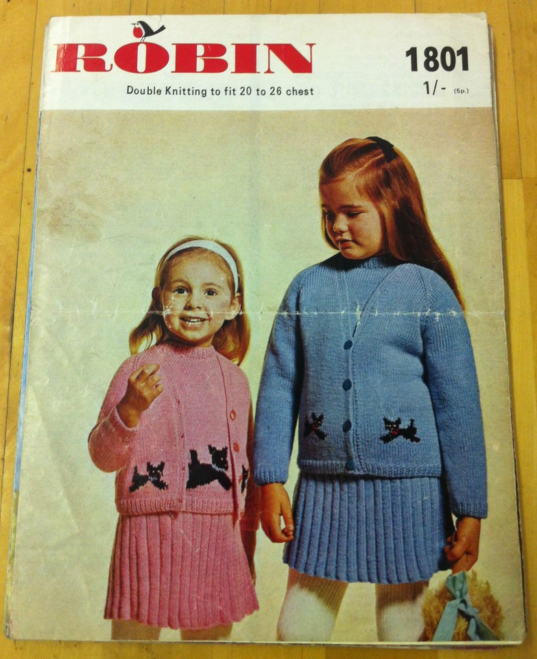 Robin Vintage Children Scott​ie Dog Jumper Suit 20 26 Kn​itting 