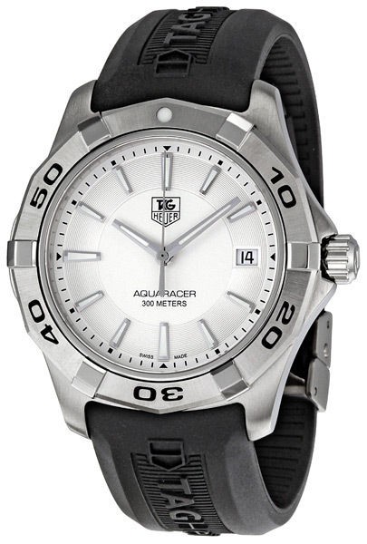   Aquaracer Silver Dial Black Rubber Strap Mens Watch WAP1111.FT6029