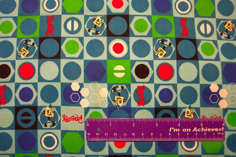 ROBOTS Movie Rodney Copperbottom Block Fabric BTFQ