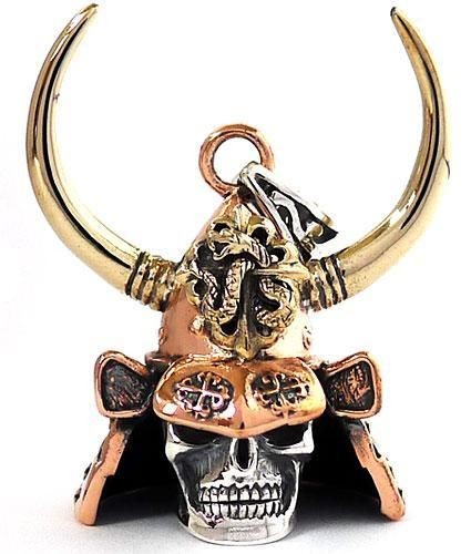 JAPANESE SAMURAI BIG HORN ARMOR SKULL MASK MENS PENDANT