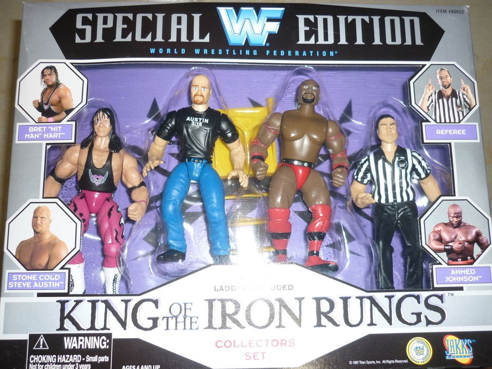 Jakks WWF King of the Iron Rungs Bret Hart Referee Austin Action 