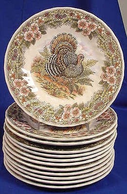 12 Queens Myott 8 Salad/Dessert Plates THANKSGIVING NEW