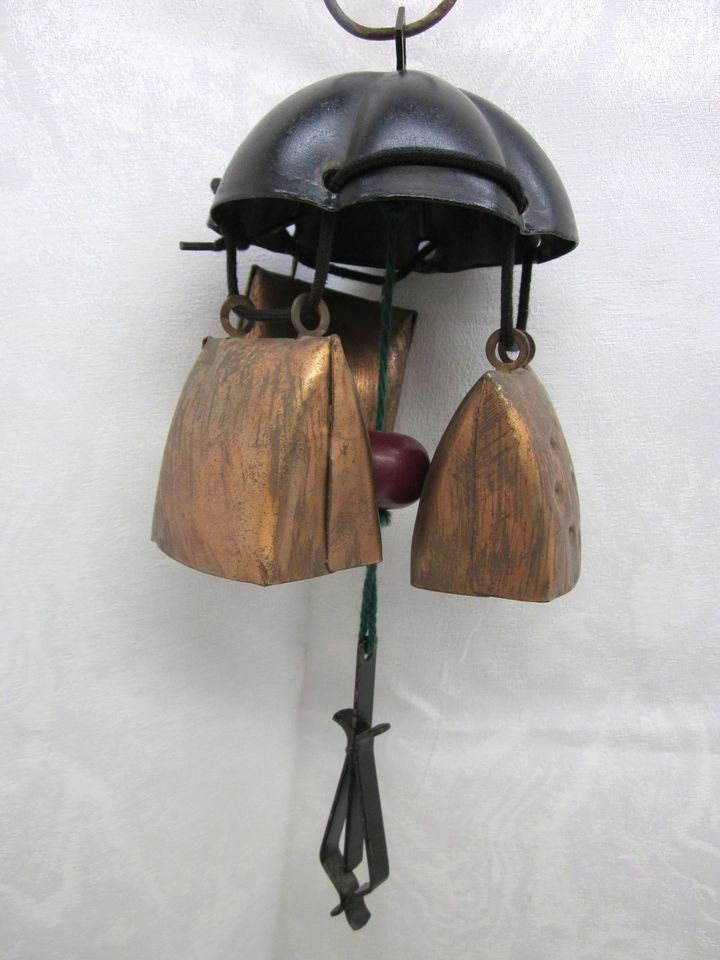 Originla Swiss Vintage Cow Bells Set w Clapper Wind Chime Primitive