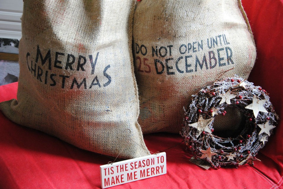 Gorgeous Hessian Christmas Sacks Stockings Bags by East of India 