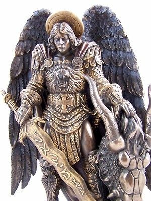 Rare11 Bronze Protector St Saint Michael Angel Statue Sculpture 