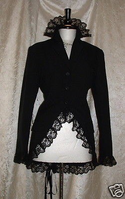 Coat Jacket black Goth Steampunk Corset Long Riding Jacket sz 16 