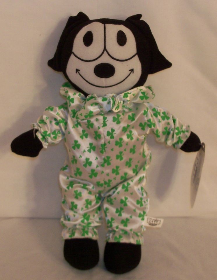   Plush Black & White “Felix The Cat” w/Irish Leprechaun Outfit w