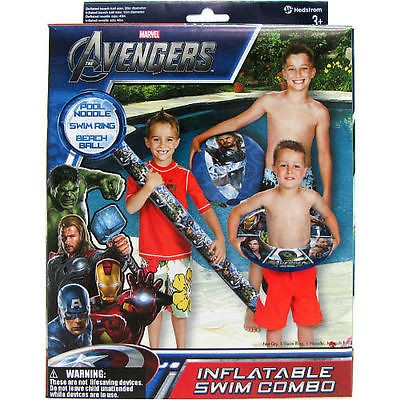   Avengers Water Combo Set   Beach Ball, Pool Noodle and Swim Ring #zMC