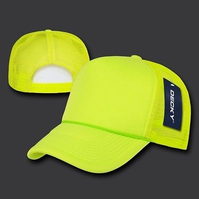 NEW 6 PANEL FOAM TRUCKER HAT BASEBALL CAP NEON YELLOW