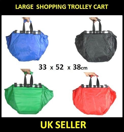   FOLDING SHOPPING TROLLEY CART BAG SUPERMARKET FOLD FLAT CARRY GROCERY