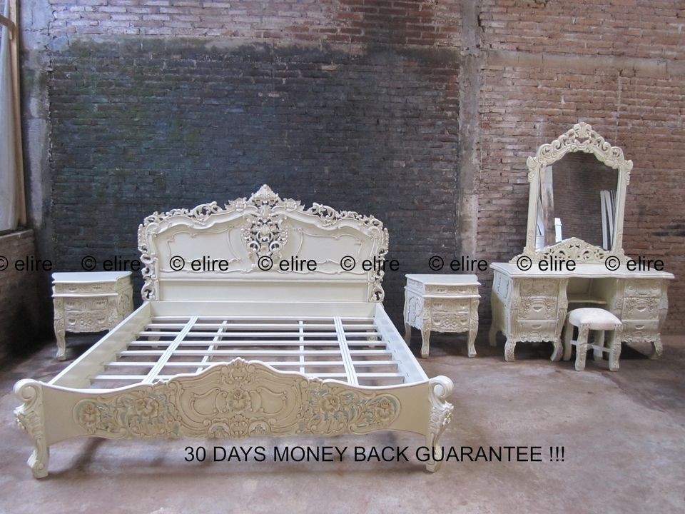   SET ANY SIZE SUPER KING Double White Black cream French ROCOCO bed