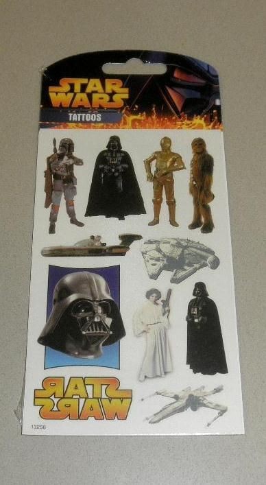 Star Wars Temporary Tattoos Pack Vader Boba Fett Chewbacca Leia X Wing